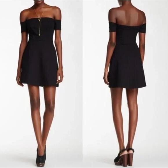 Free People Size Medium Dress Off Shoulder Mambo Mini Has Pockets Black Little - Picture 1 of 4